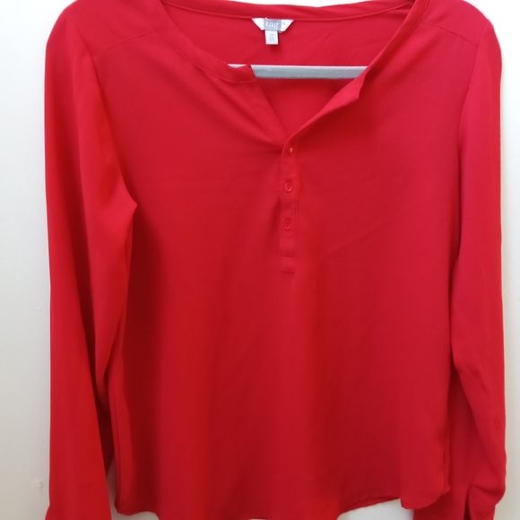 💫Tag Women's Bold Red Blouse Long Sleeve - Picture 1 of 6